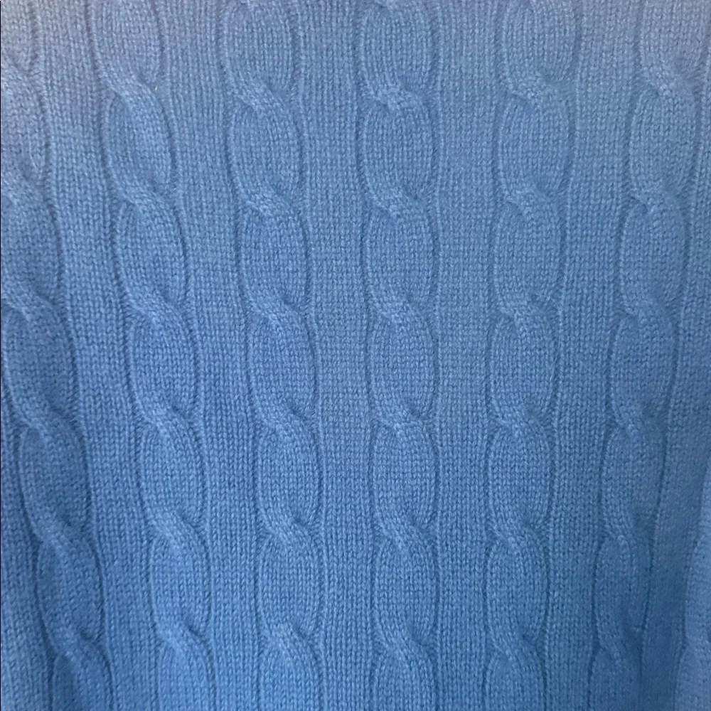 Ralph Lauren Cobalt Blue V-Neck Sweater cashmere cable sweater - Picture 5 of 7